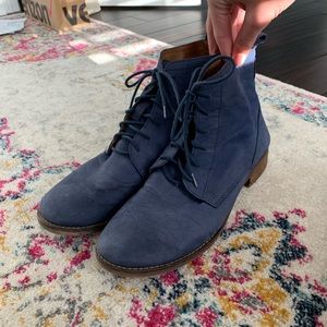 Lucky Brand blue lace-up suede boots